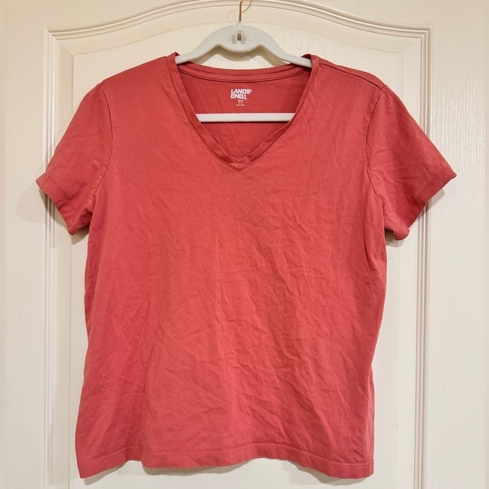 Lands End Salmon v neck tee​​​​​​